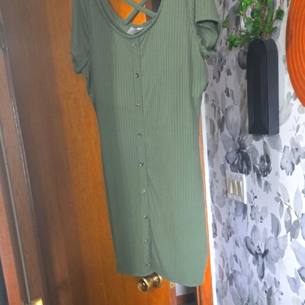 No Boundaries Olive Button-Down Mini Dress
